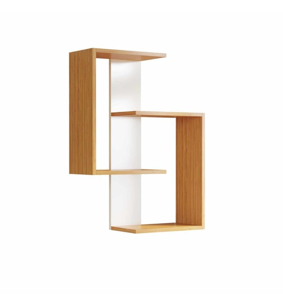 Wandregal, 100 % melaminbeschichtete Spanplatte, Weiss, Natur