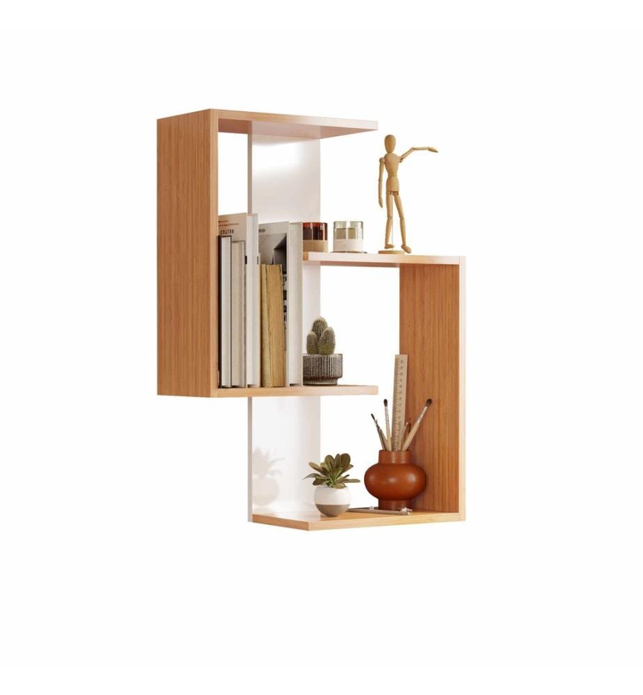 Wandregal, 100 % melaminbeschichtete Spanplatte, Weiss, Natur