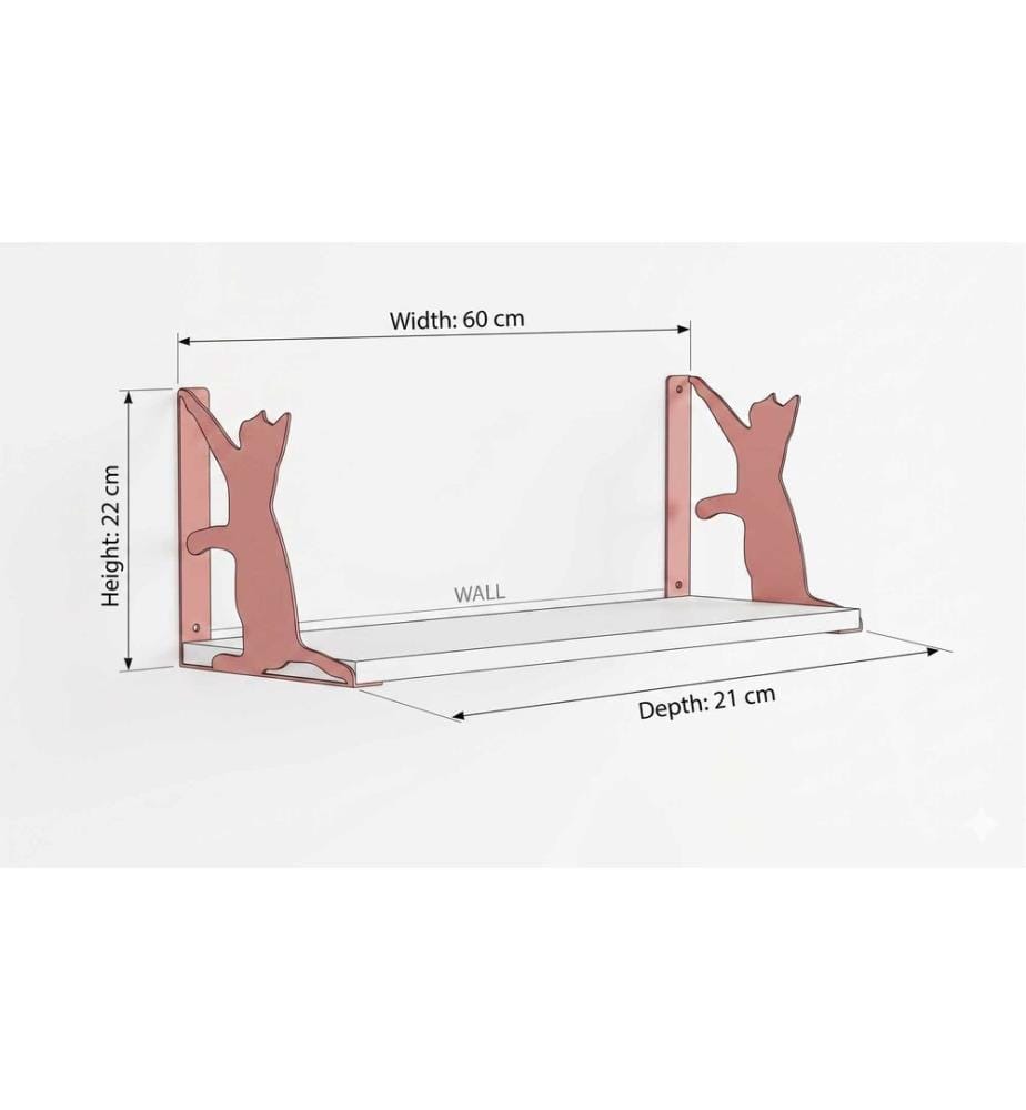 Wandregal, 100 % melaminbeschichtete Spanplatte, Rosa