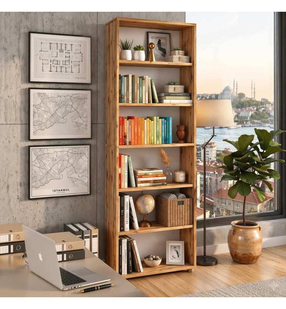 Bücherregal, 100 % melaminbeschichtete Spanplatte, Atlantische Kiefer