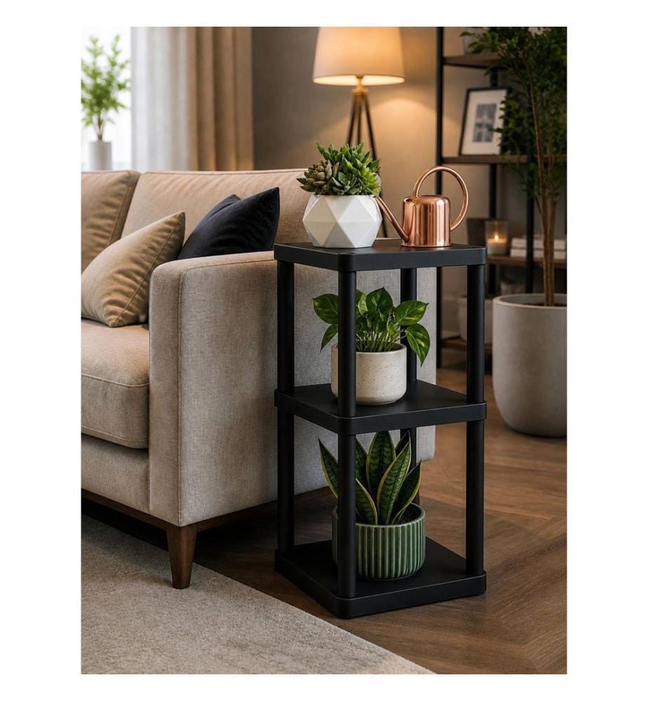 Étagère multifonctionnelle en plastique, 100 % plastique et papier kraft, noire