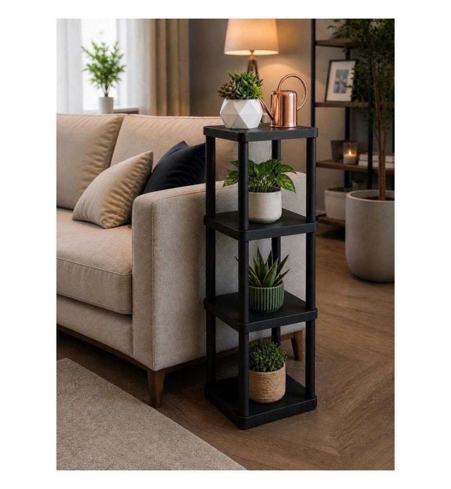 Étagère multifonctionnelle en plastique, 100 % plastique et papier kraft, noire
