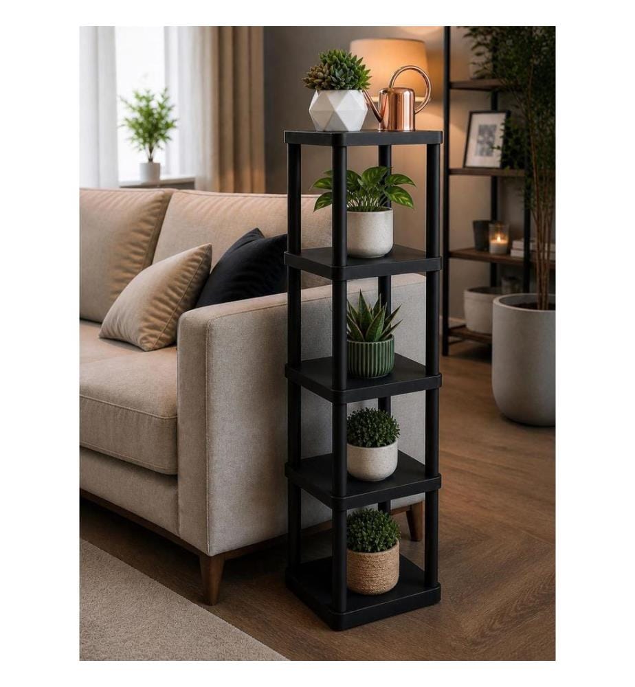 Étagère multifonctionnelle en plastique, 100 % plastique et papier kraft, noire
