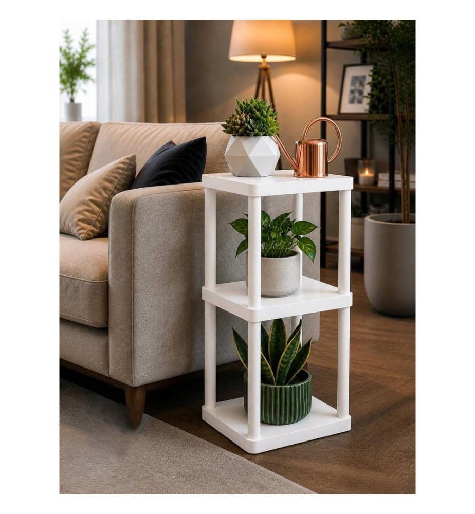 Étagère multifonctionnelle en plastique, 100 % plastique et papier kraft, blanche