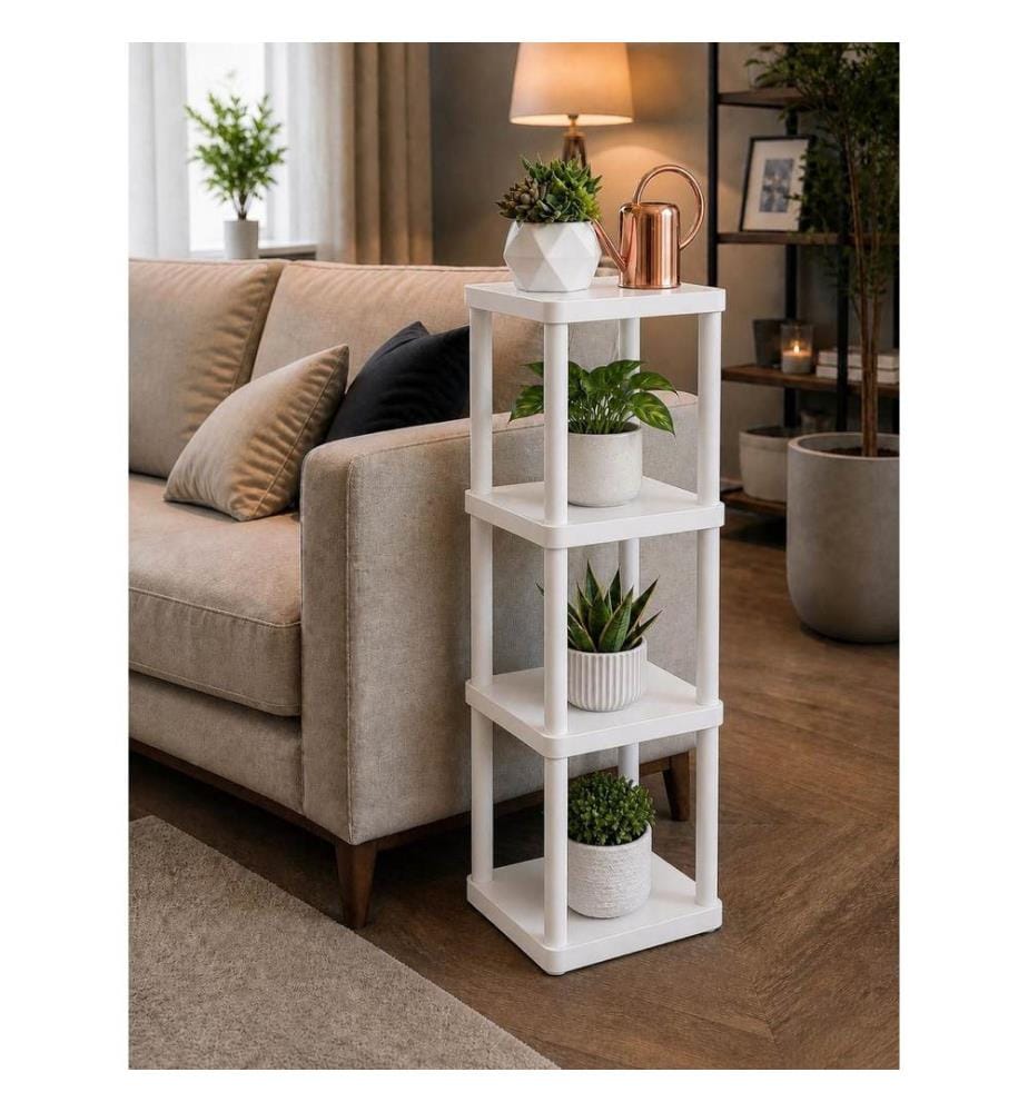Étagère multifonctionnelle en plastique, 100 % plastique et papier kraft, blanche
