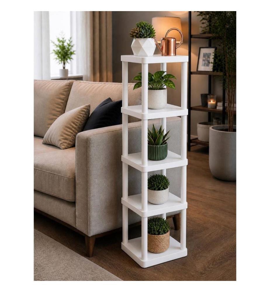 Étagère multifonctionnelle en plastique, 100 % plastique et papier kraft, blanche