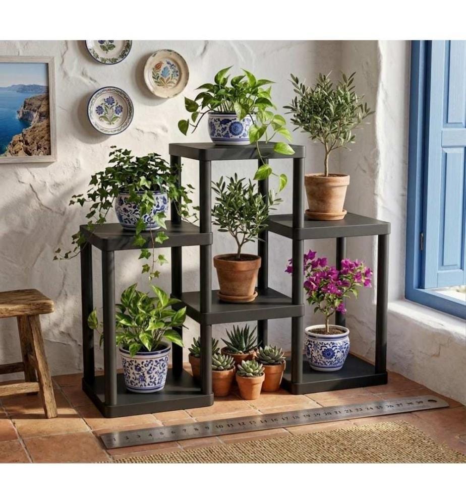 Étagère multifonctionnelle en plastique, 100 % bois plastique, noire