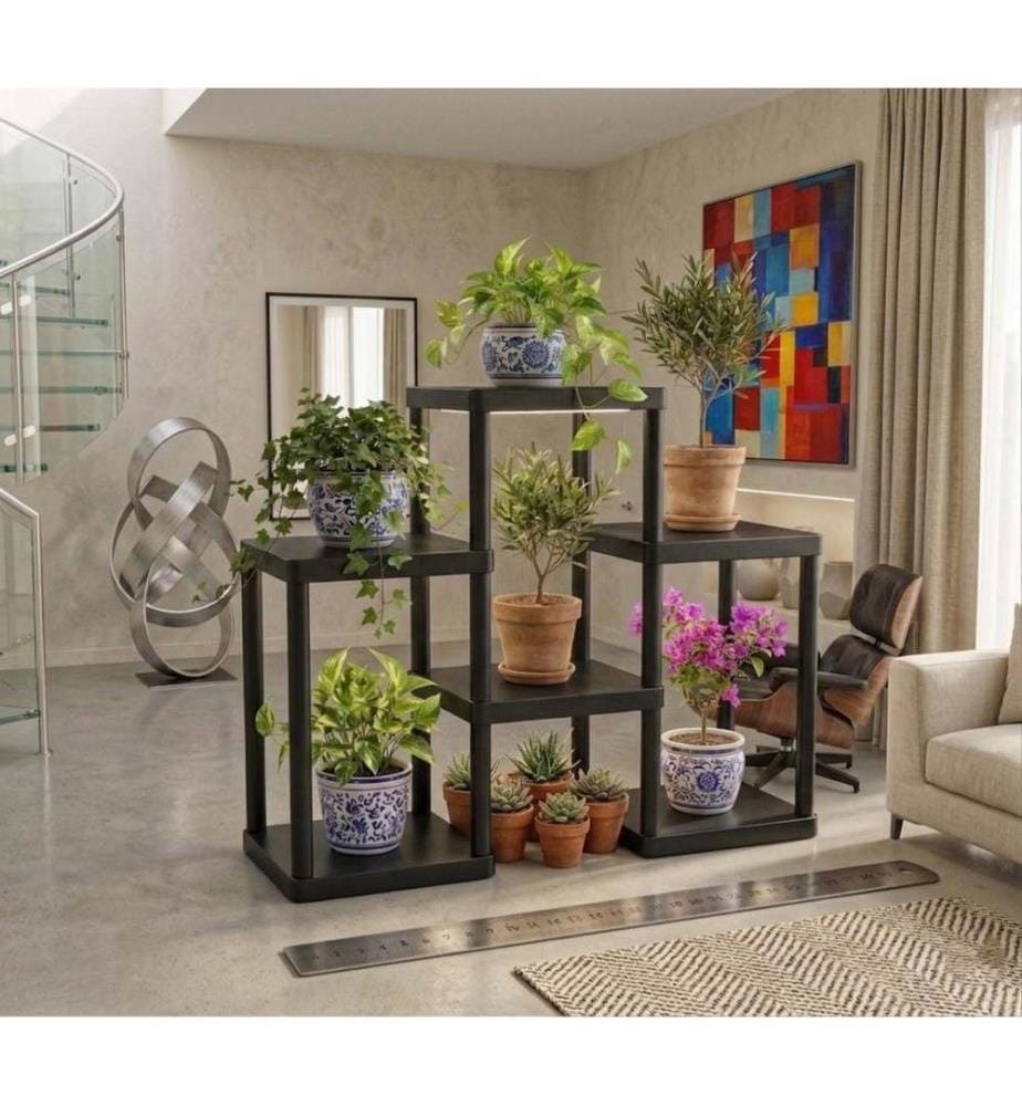 Étagère multifonctionnelle en plastique, 100 % bois plastique, noire