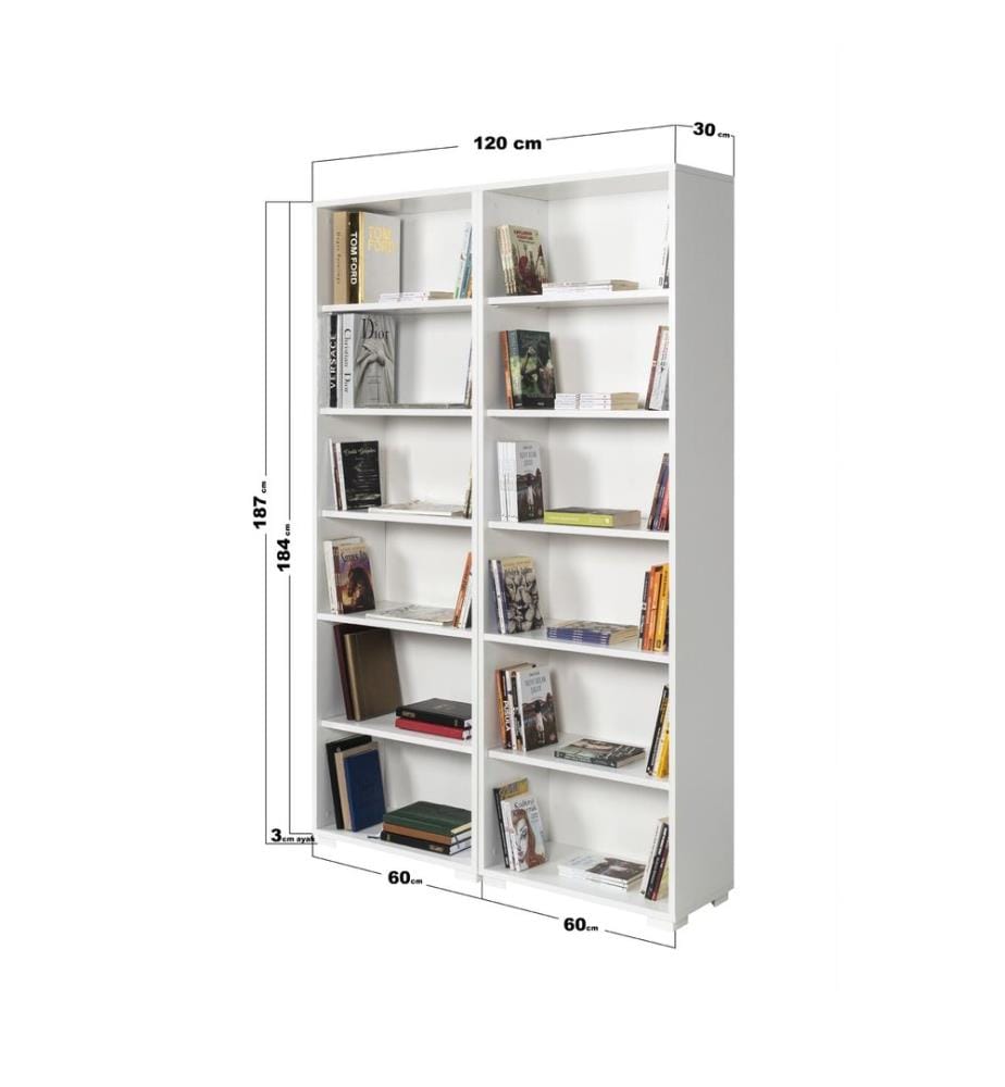 Bücherregal, 100 % melaminbeschichtete Spanplatte, Weiss