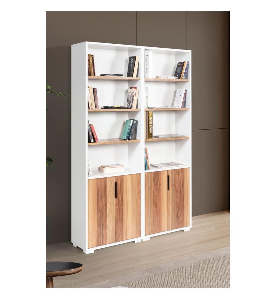 Bücherregal, 100 % melaminbeschichtete Spanplatte, Weiss, Walnuss