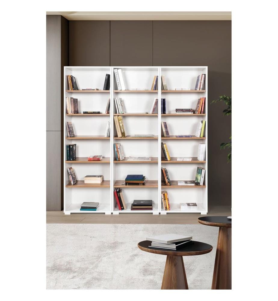 Bücherregal, 100 % melaminbeschichtete Spanplatte, Weiss, Walnuss