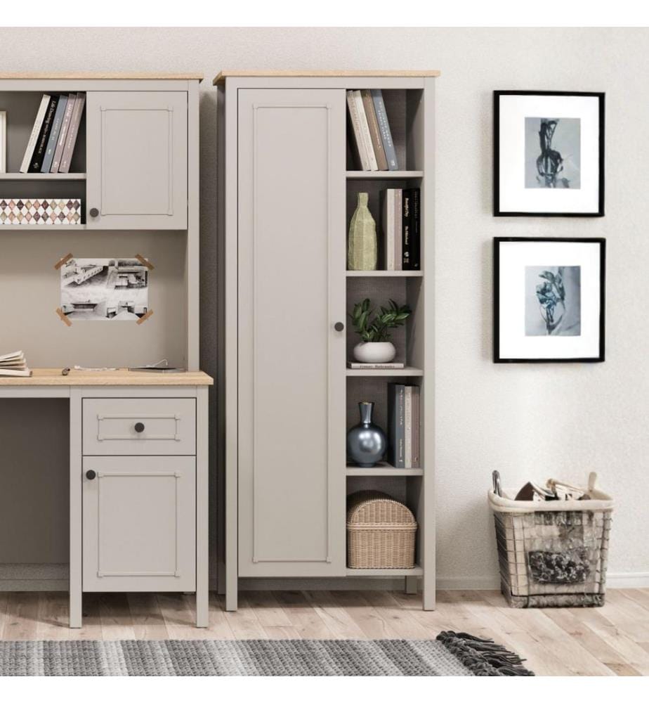 Bücherregal, 100 % melaminbeschichtete Spanplatte, Grau, Eiche