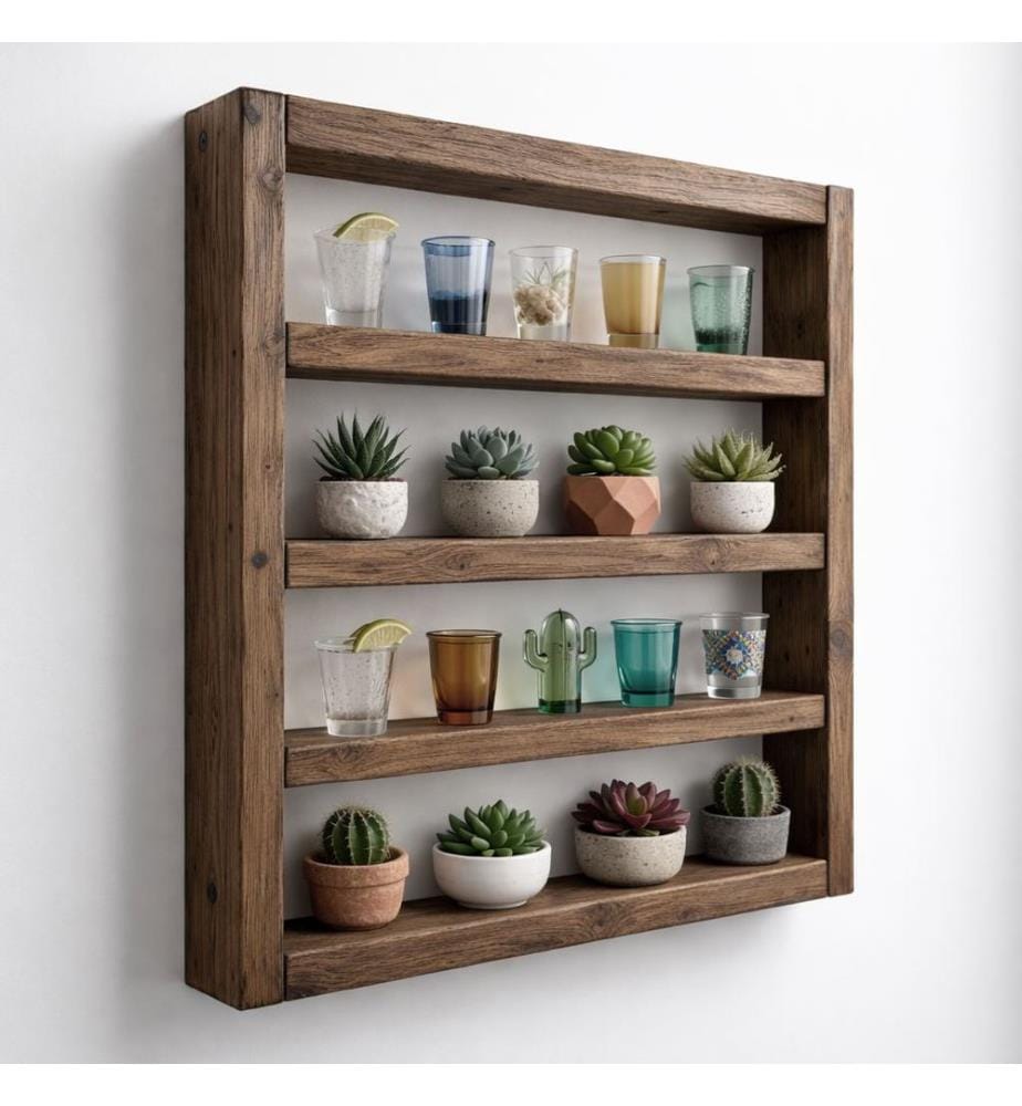 Dekoratives Wandregal aus Holz, 100 % Massivholz