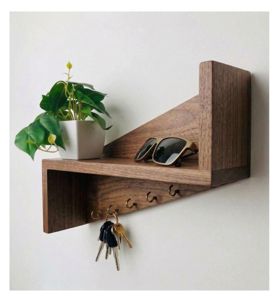 Dekoratives Wandregal aus Holz, 100 % Massivholz
