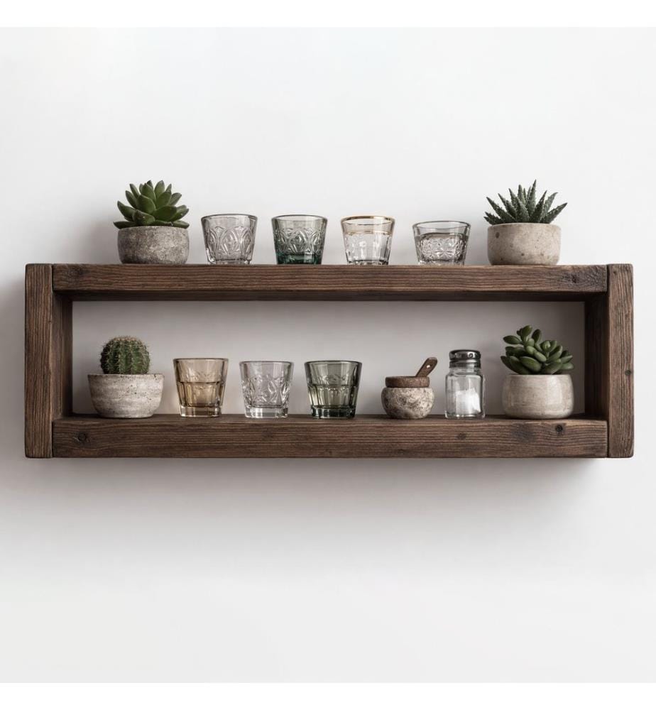 Dekoratives Wandregal aus Holz, 100 % Massivholz