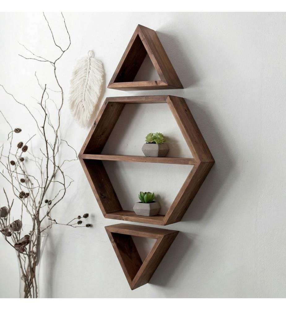 Dekoratives Wandregal aus Holz, 100 % Massivholz