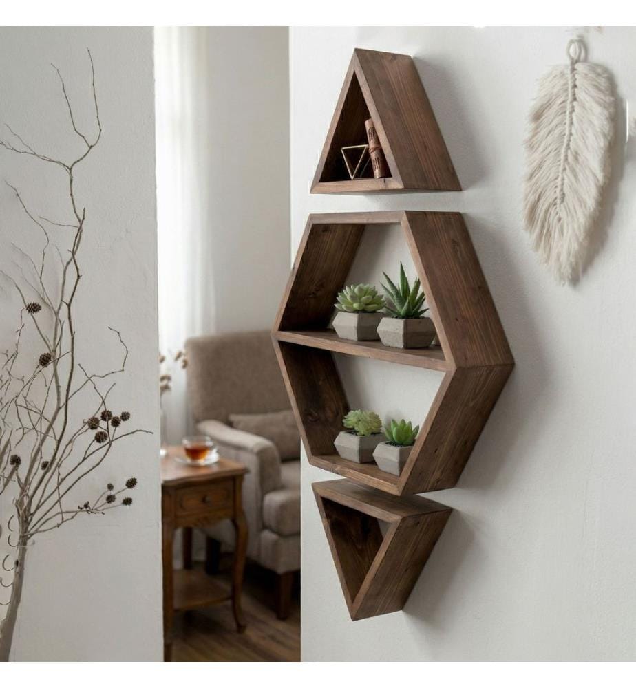Dekoratives Wandregal aus Holz, 100 % Massivholz