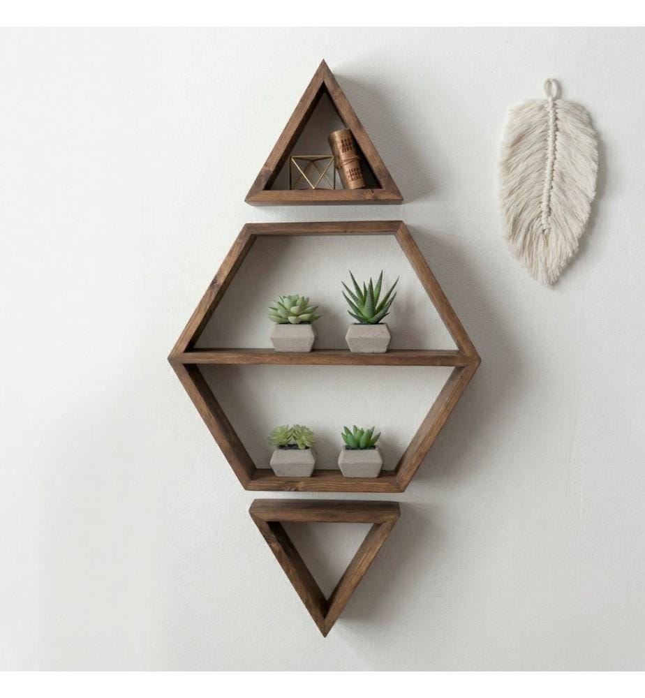Dekoratives Wandregal aus Holz, 100 % Massivholz