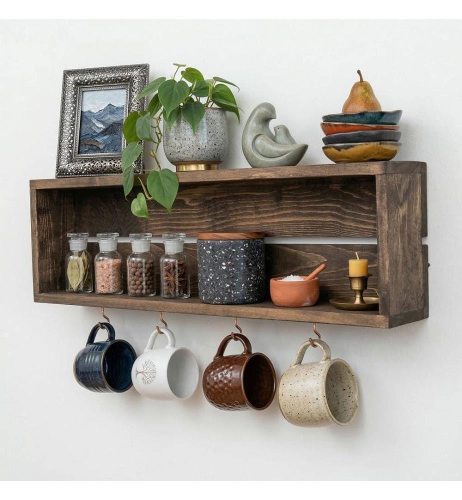 Dekoratives Wandregal aus Holz, 100 % Massivholz