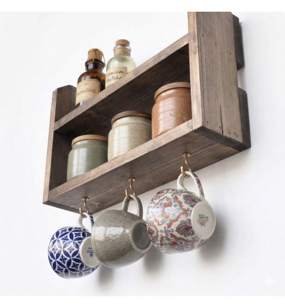 Dekoratives Wandregal aus Holz, 100 % Massivholz