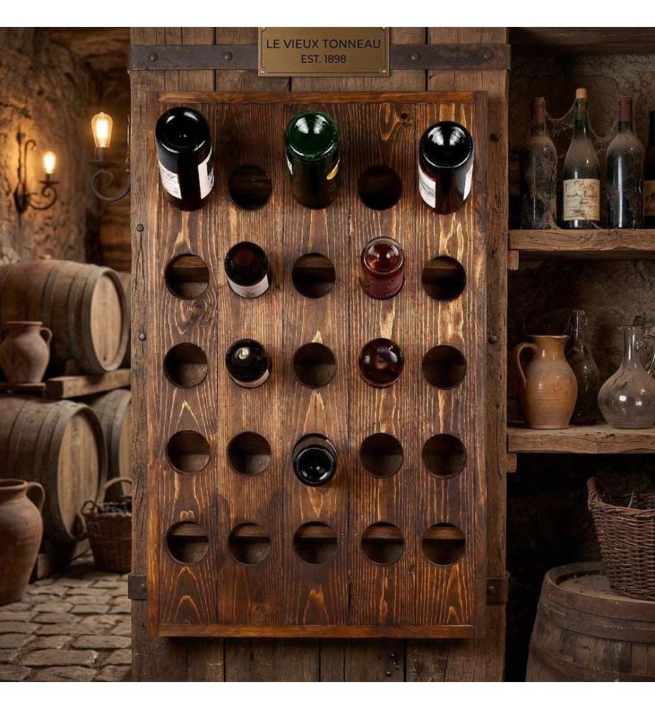 Weinregal aus Holz, 100 % Massivholz