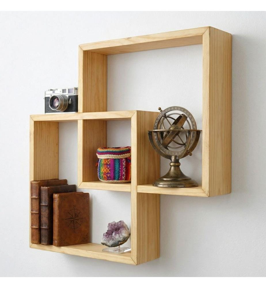 Dekoratives Wandregal aus Holz, 100 % Massivholz