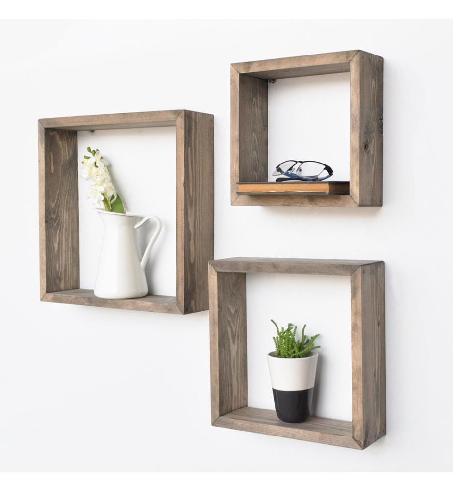 Dekoratives Wandregal aus Holz, 100 % Massivholz