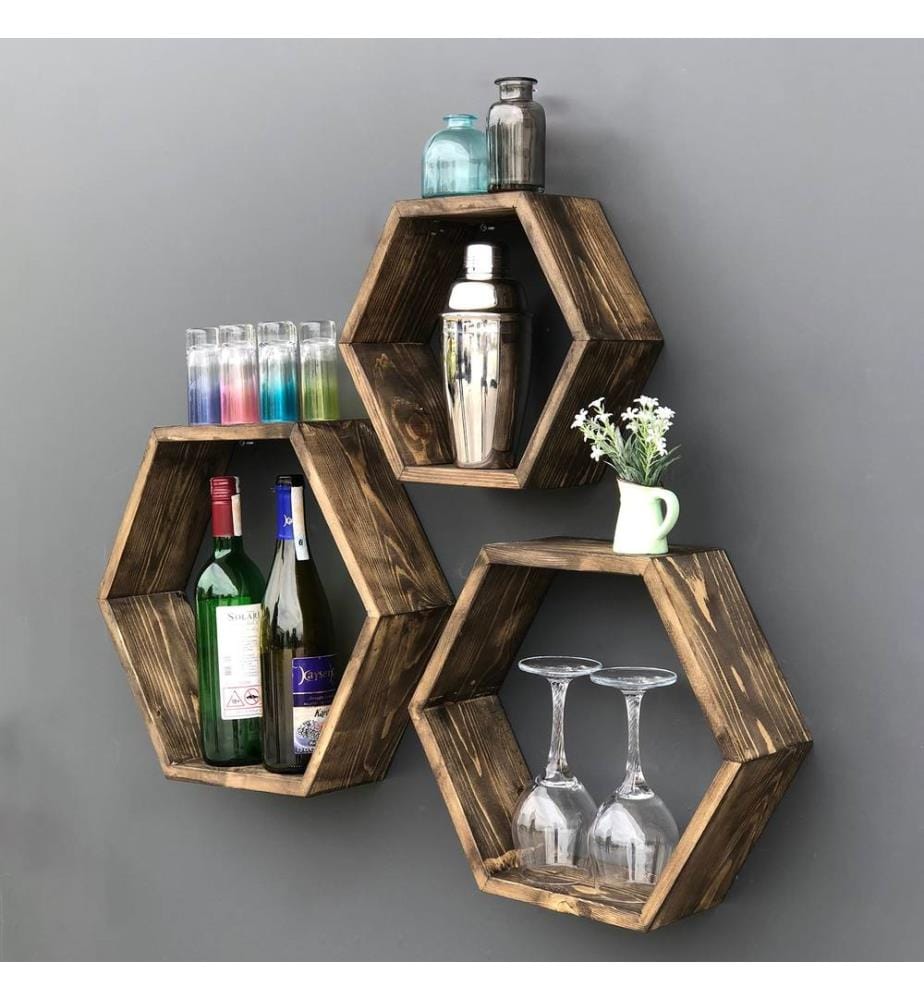 Dekoratives Wandregal aus Holz, 100 % Massivholz