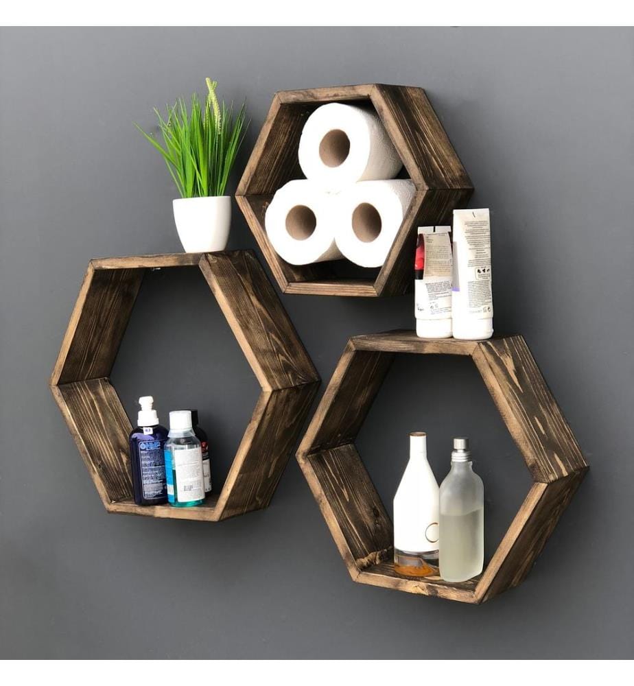 Dekoratives Wandregal aus Holz, 100 % Massivholz