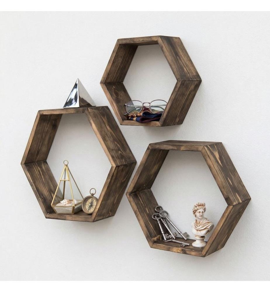 Dekoratives Wandregal aus Holz, 100 % Massivholz