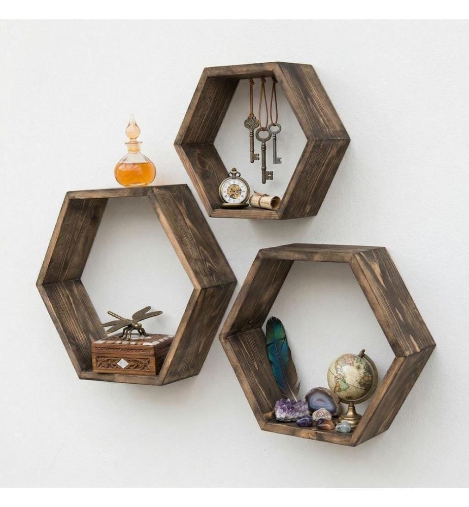 Dekoratives Wandregal aus Holz, 100 % Massivholz