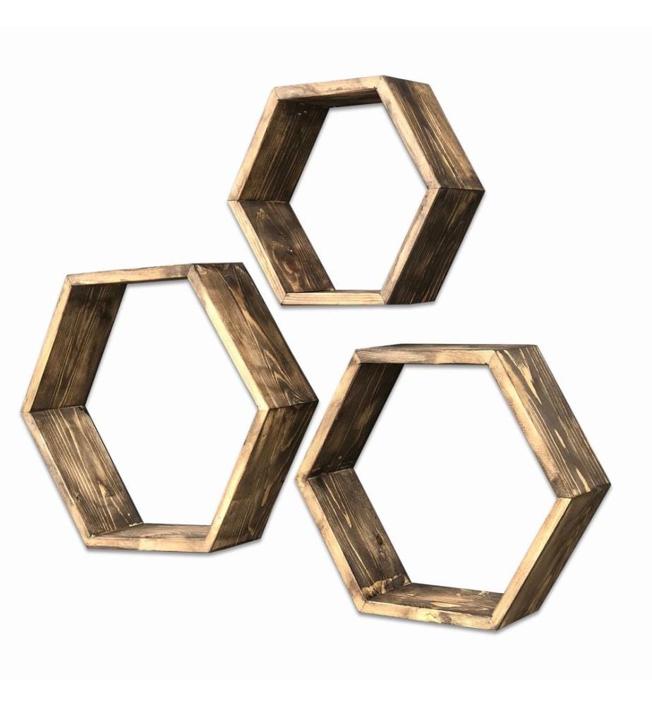 Dekoratives Wandregal aus Holz, 100 % Massivholz