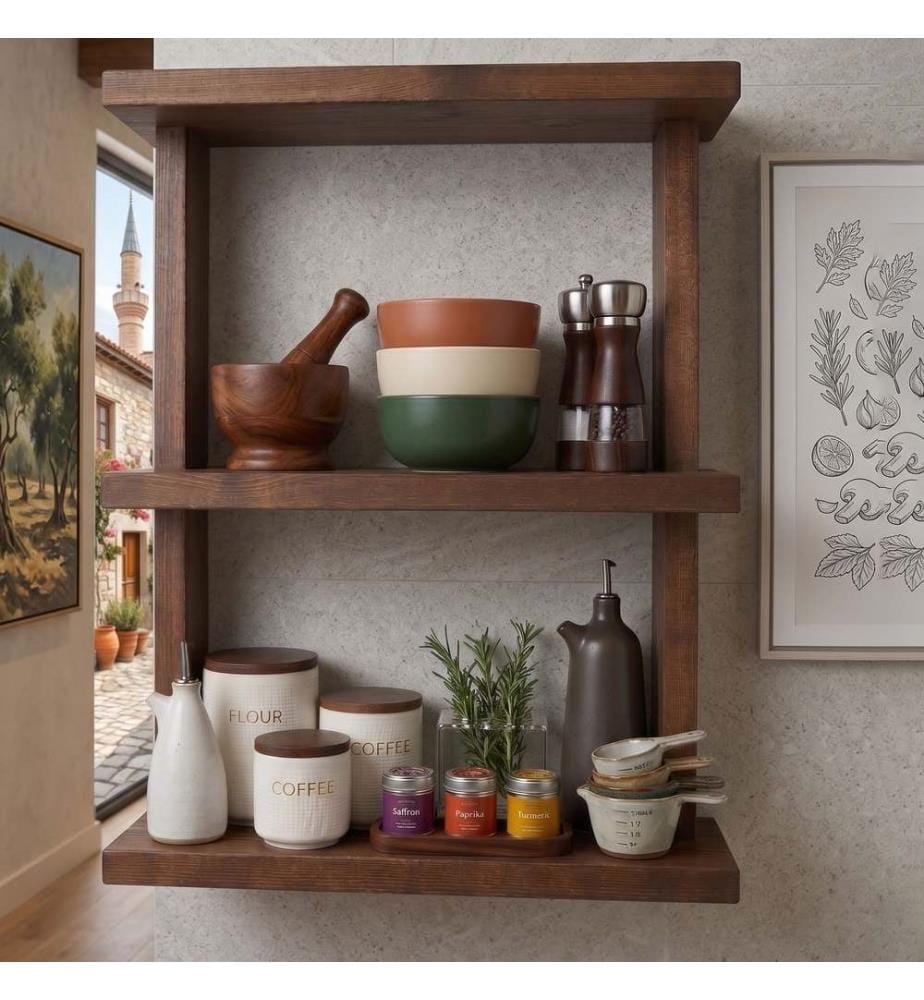 Dekoratives Wandregal aus Holz, 100 % Massivholz