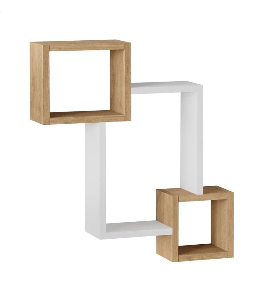 Wandregal, 100 % melaminbeschichtete Spanplatte, Eiche, Weiss
