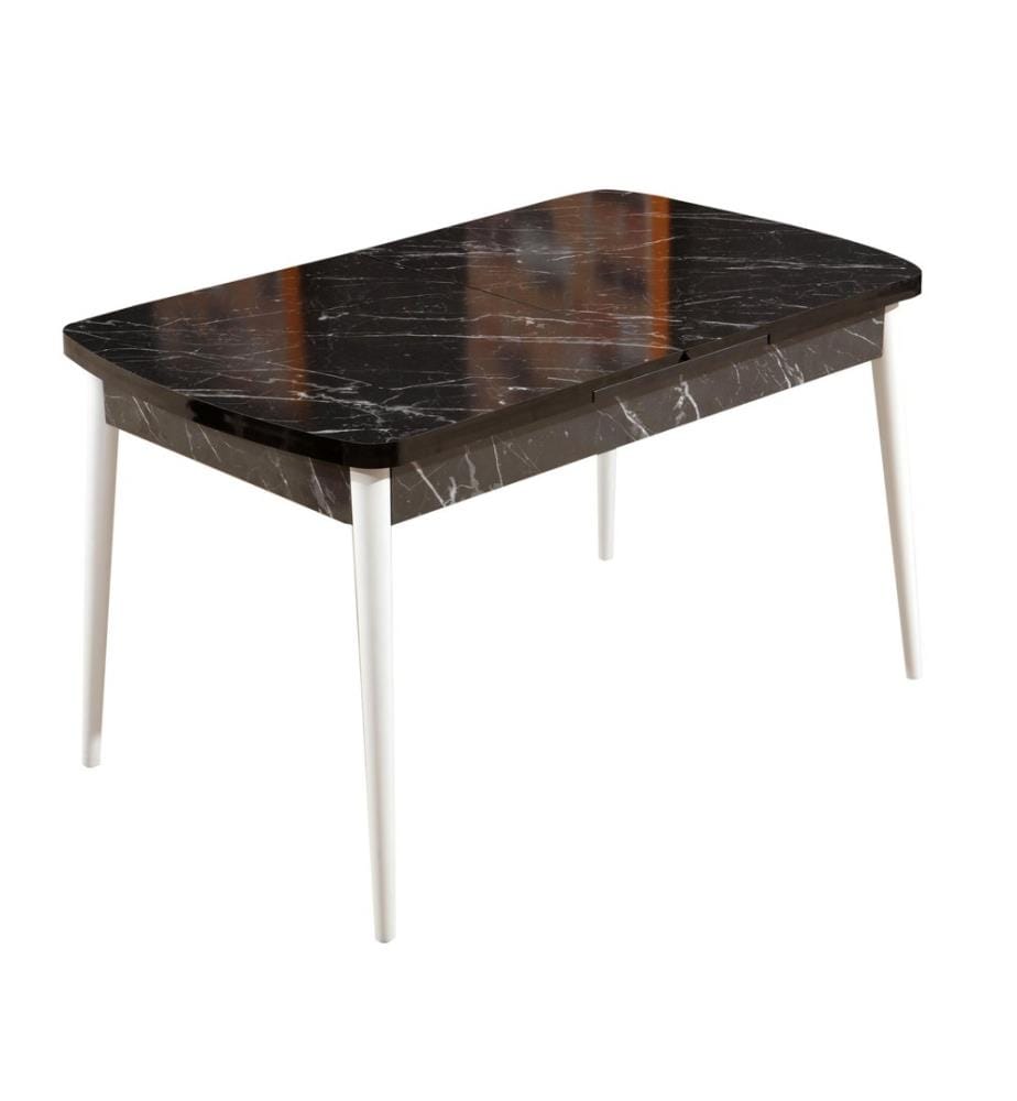 Table à rallonges, Noir, Blanc, Panneau de particules mélaminé