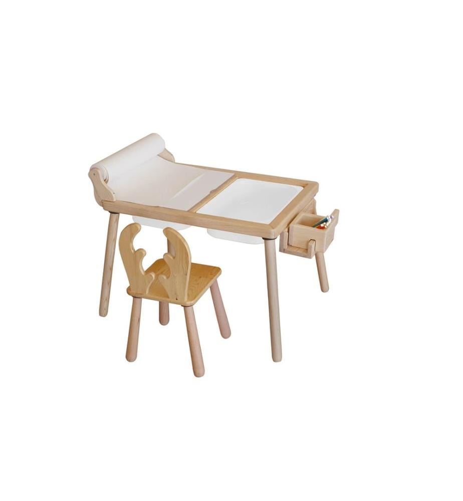 Set da tavola per bambini, bianco, pino