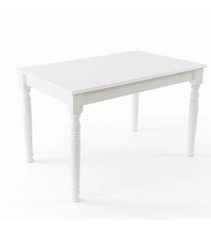 Tavolo da pranzo allungabile, Bianco, Legno massiccio