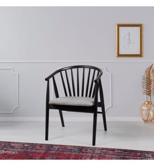 Chaise, noire, beige, bois massif