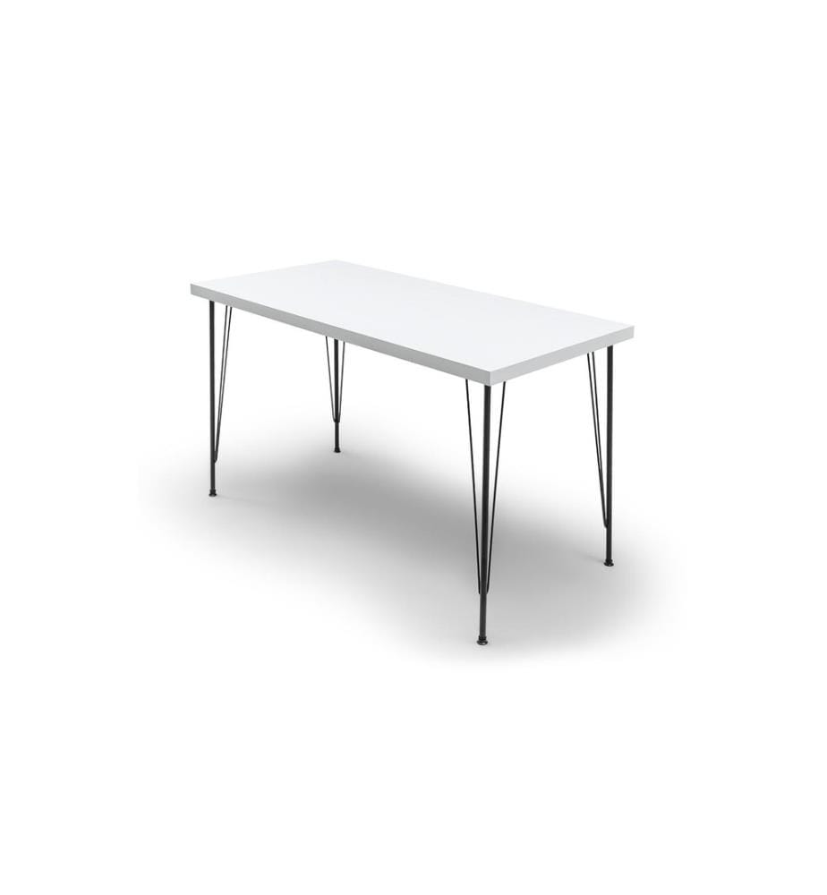 Ensemble table et chaises, 5 pièces, blanc, noir, table : 100% Melamine Particle Board, Structure en métal