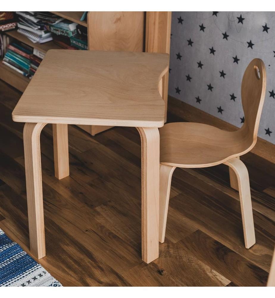 Ensemble table et chaises, 3 pièces, naturel, Beech Plwood