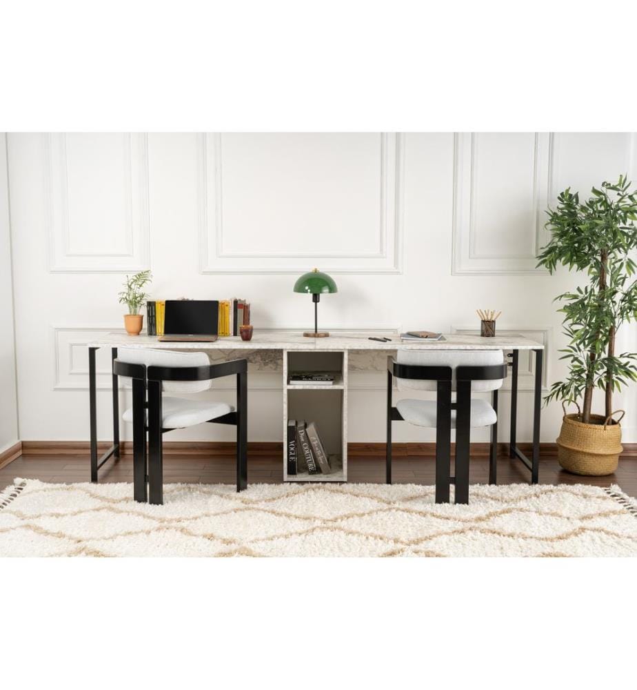 Bureau, Freesia, Marbre, Noir, PANNEAUX DE PARTICULES 100 % REVÊTUS DE MÉLAMINE