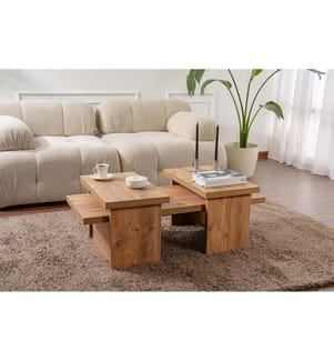 Table basse, pin Atlantique, panneau de particules 100 % mélaminé