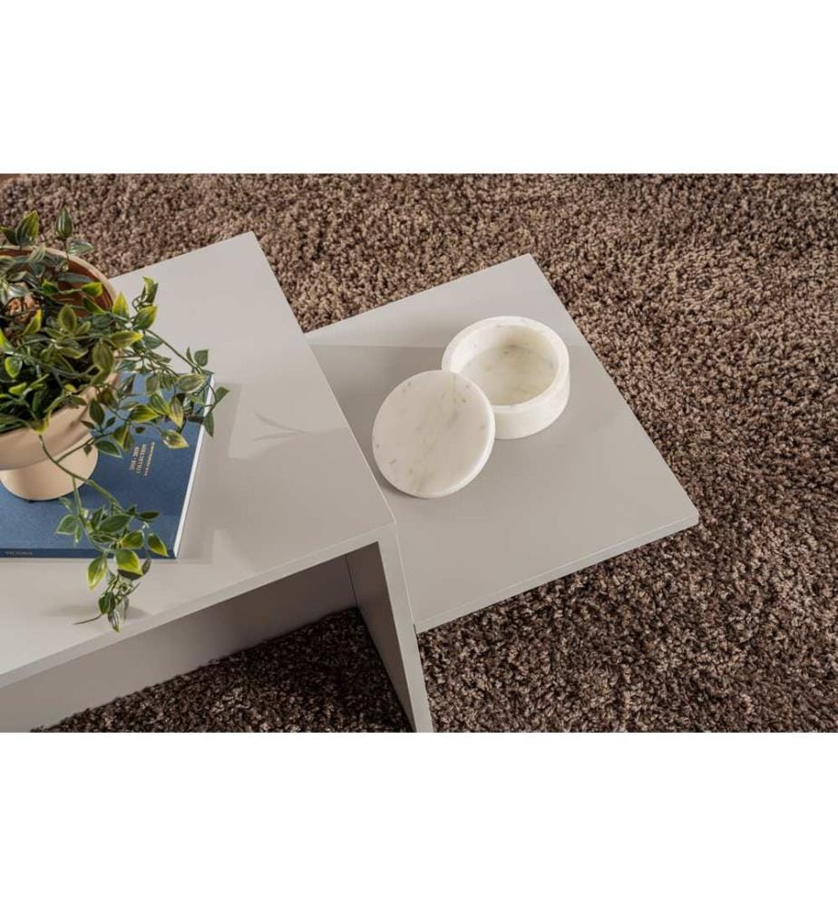 Table basse, grise, PANNEAU DE PARTICULES 100 % MÉLAMINÉ