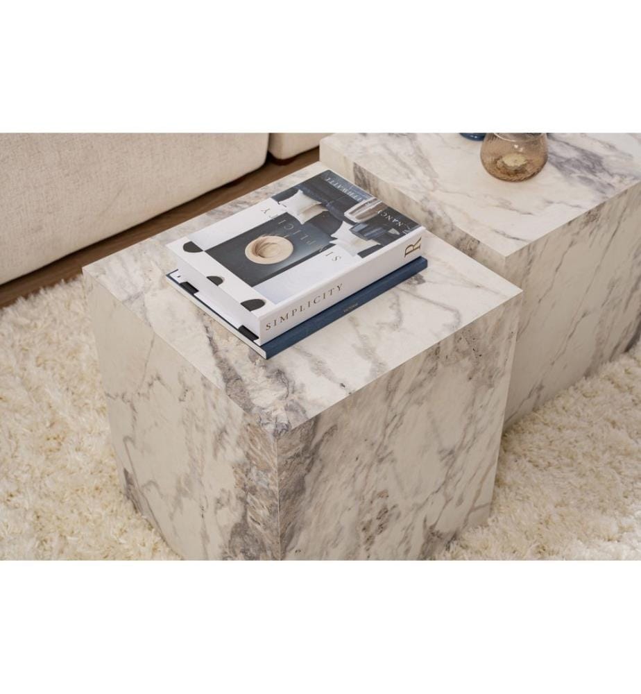 Ensemble de tables d'appoint, marbre freesia, 100 % MDF