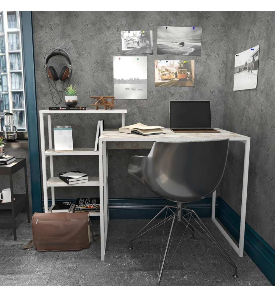 Bianco, Tavolini, 76.8X133X60 cm, Piastra Di Particelle Rivestita Con Melamina