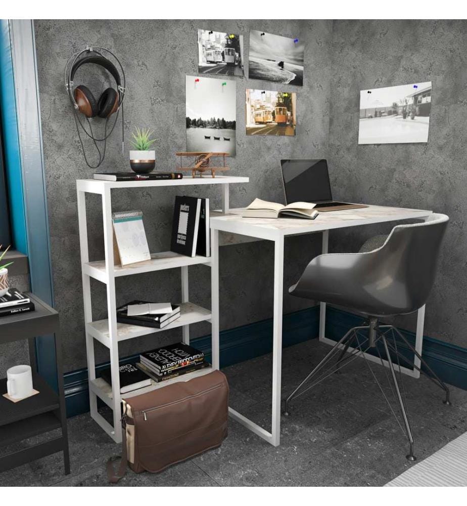Bianco, Tavolini, 76.8X133X60 cm, Piastra Di Particelle Rivestita Con Melamina