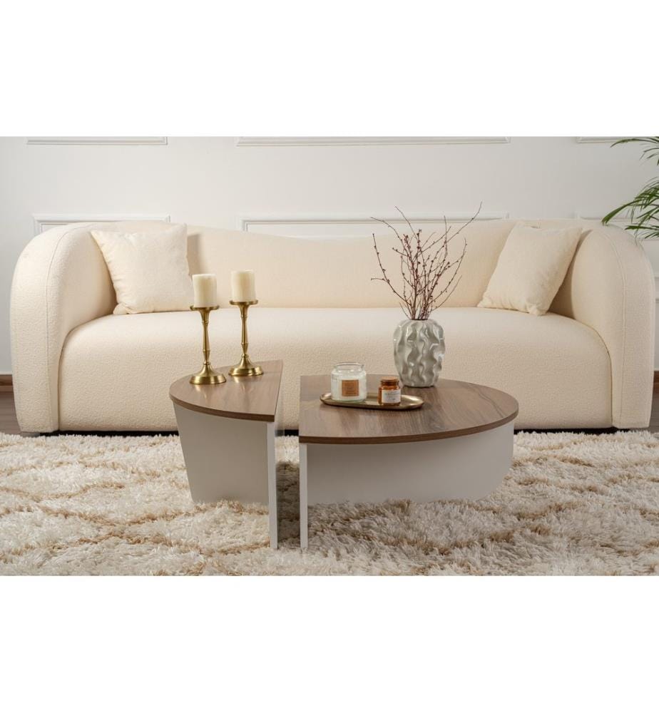 Table basse, noyer, blanc, PANNEAU DE PARTICULES ENTIÈREMENT REVÊTU DE MÉLAMINE