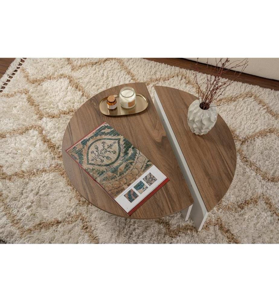 Table basse, noyer, blanc, PANNEAU DE PARTICULES ENTIÈREMENT REVÊTU DE MÉLAMINE