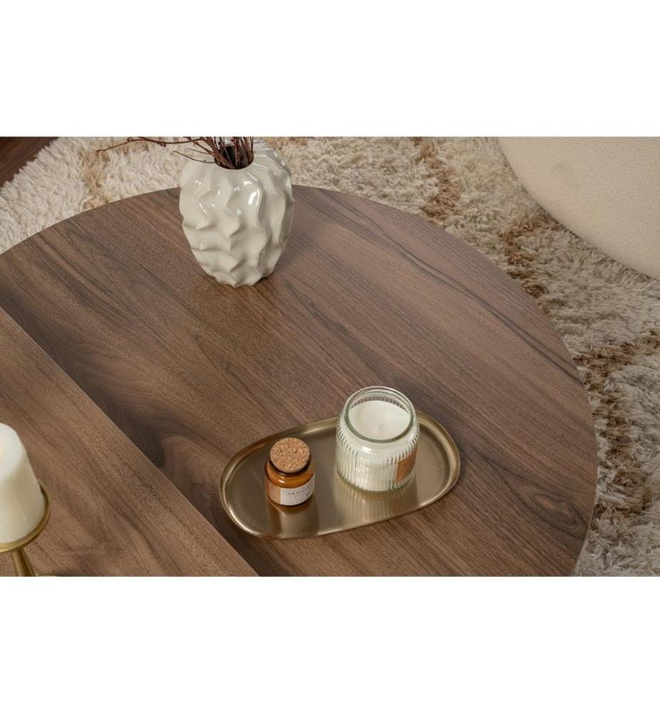 Table basse, noyer, blanc, PANNEAU DE PARTICULES ENTIÈREMENT REVÊTU DE MÉLAMINE