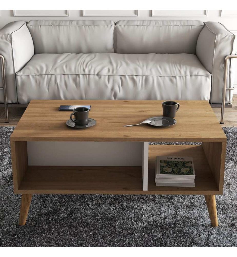 Color Quercia, Bianco, Tavolini Da Caffè, 54X90X41,6 cm, Piastra Di Particelle Rivestita Di Melamina